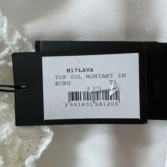 Maje Lava Embroidered Lace Top in Ecru Woman's Sz 1 (US Sz S) NWT - Picture 8 of 11